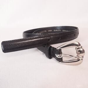 Beacon Hill Belt Skinny Large 29" to 31" Waist Semi Aniline Black Leather